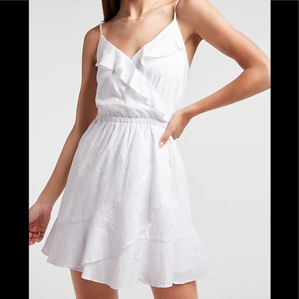 Express Eyelet Lace Ruffle Hem Cami Dress